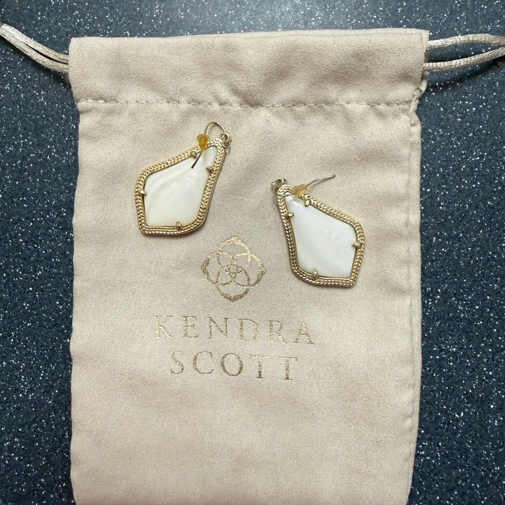 Kendra Scott Gold and Cream Earrings